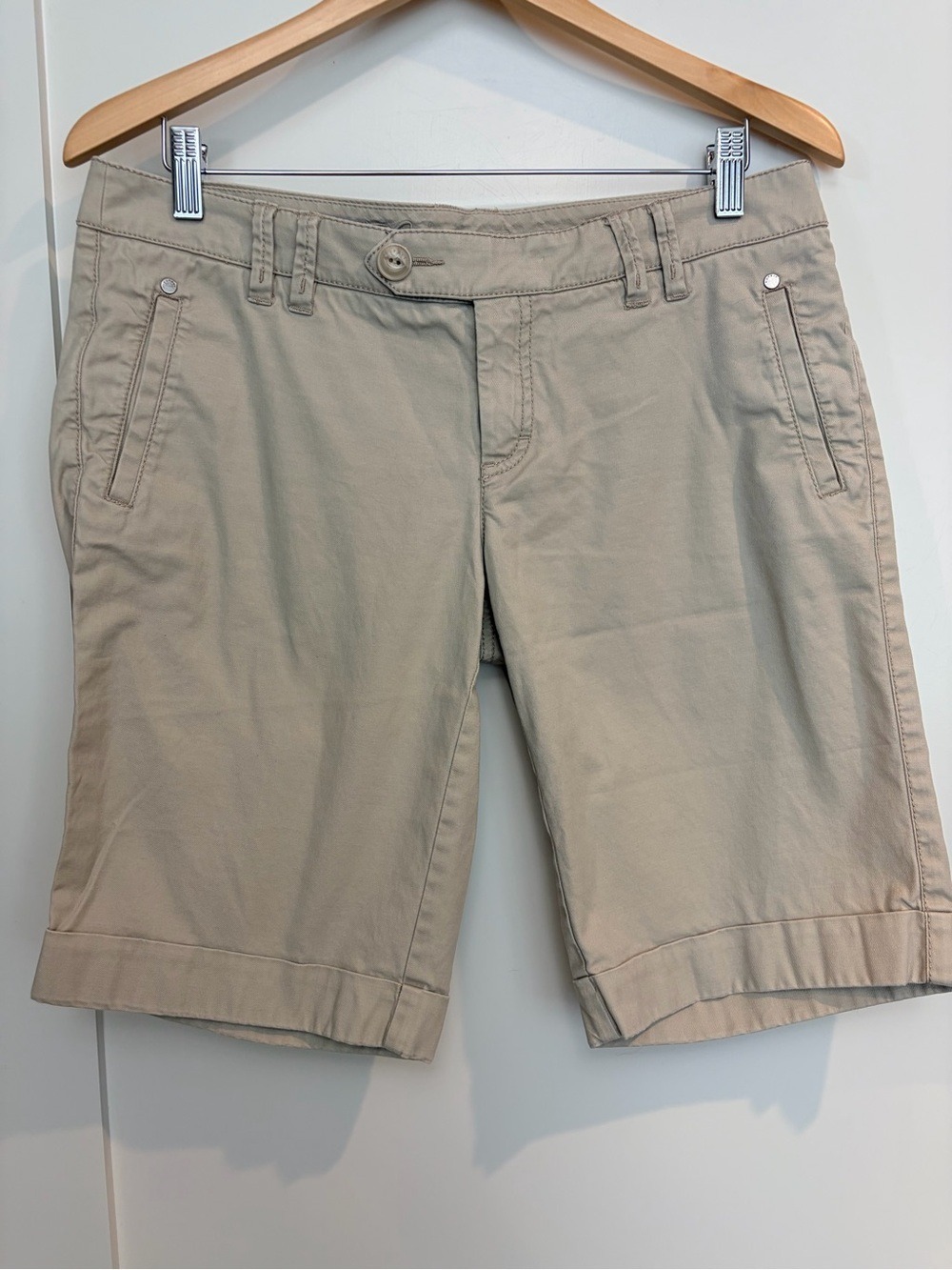 Esprit Beige Cotton Stretch Bermuda Shorts | US 10 | Classic Chino